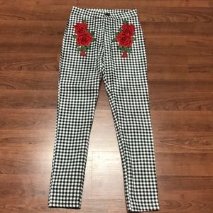 Shein Embroidered  High Waist Pant